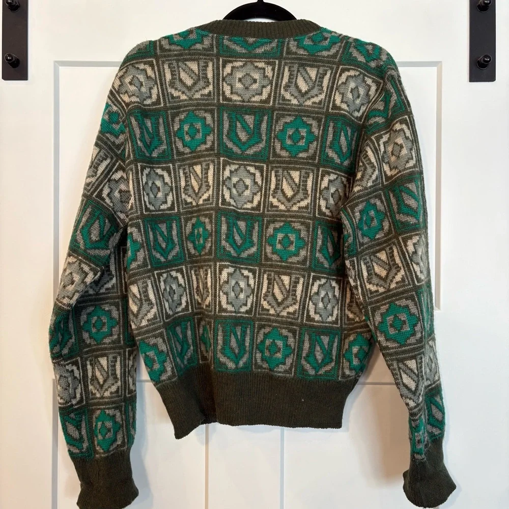 Vintage Pilgrim Geometric Crewneck Sweater Virgin Wool Mens Large - Picture 3 of 4
